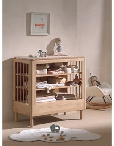 Cassettiera per bambini di colore naturale in rovere massiccio con fasciatoio 100x95x55 cm Forrest – Vipack