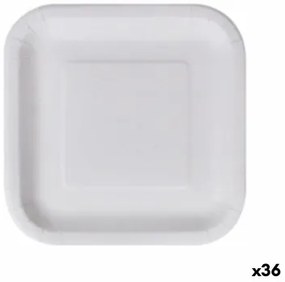 Set di piatti Algon Monouso Bianco Cartone Quadrato 23 cm (36 Unità)