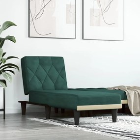 Chaise Longue İn Velluto Verde Scuro /