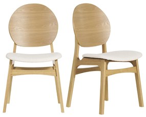 Sedie scandinave in legno chiaro e tessuto effetto lana bouclé bianco (set di 2) ELTON