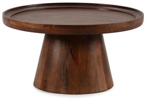 Tavolino da salotto rotondo marrone scuro in mango massiccio ø 80 cm Rose – MOME