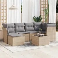 Set Divani da Giardino 7 pz con Cuscini Beige in Polyrattan 3249798