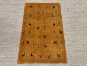 Gabbeh Tappeto 130 x 90 Giallo (Iran) Annodato A Mano