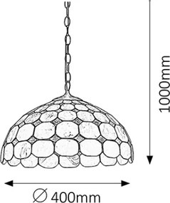 Brilagi - lampadario Tiffany in vetro colorato sospeso a catena DORAN 2xE27/60W/230V