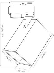 Faretto per sistema a binario SQUARE 1xGU10/10W/230V nero