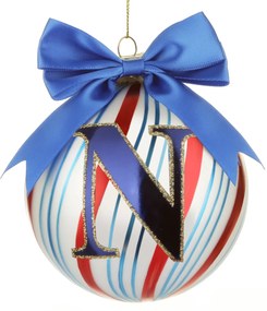 Pallina Natale con lettera N 10 cm Circus blu