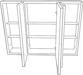 Specchio contenitore bagno a 3 ante 80xh60 cm in legno Bianco Opaco