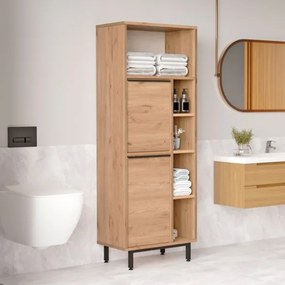 Colonna Da Bagno Multiuso Con Vani A Giorno Ed Ante 60x36x160 Ocean Legno