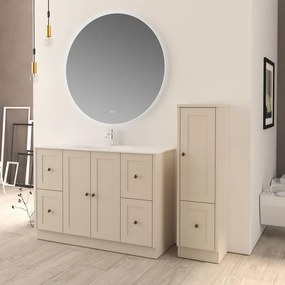 Mobile bagno da terra con lavabo HAMPTON L 120 x H 86 x P 46 cm cotone, bianco lucido, bronzo in mdf effetto legno per vasca centrale