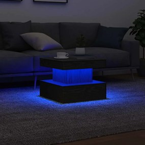 Tavolino Da Salotto Con Luci Led Rovere Nero 50x50x40 Cm /
