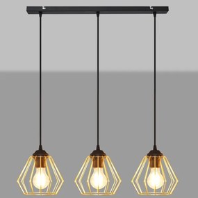 Lampadario a sospensione con filo AGAT 3xE27/15W/230V oro/nero