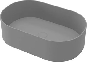 Lavabo da appoggio Kros ovale in ceramica L 55 x H 14 x P 38 cm grigio opaco piletta non inclusa