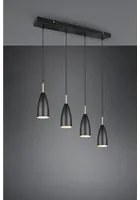 Sospensione Lineare Isola Farin 4 Luci Nero E Ottone Trio Lighting