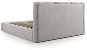 Letto matrimoniale imbottito grigio chiaro con contenitore con griglia 200x200 cm Brody - Mazzini Beds