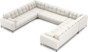 Divano angolare Bali 9 posti imbottito nero - L327 x l256 x h75