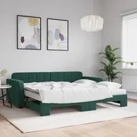 Divano Letto Estraibile Materassi Verde Scuro 90x200 Velluto 3196955