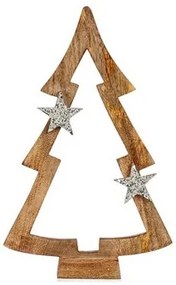 Albero di Natale Marrone Sagoma 7,5 x 58,5 x 37 cm Argentato Legno