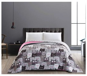 Copriletto reversibile in microfibra grigia Cat Invasion, 220 x 240 cm Cats Invasion - DecoKing