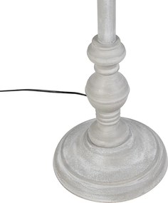 Lampada da terra rustica grigia con paralume in lino nero - Classico