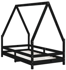 Giroletto per bambini nero 80x160 cm in legno massello di pino