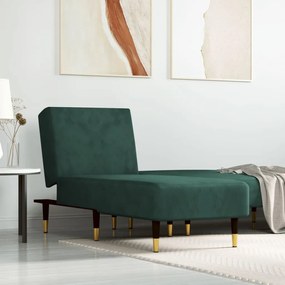 Chaise Longue İn Velluto Verde Scuro /