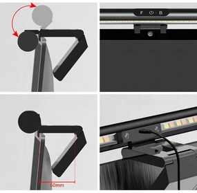 Illuminazione touch dimmerabile LED per monitor 42 cm 5W 5V 3000-6000K nera