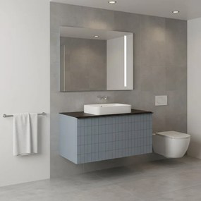 Mobile da bagno sospeso sotto lavabo Pixel grid 1 cassetto L 80 x H 40 x P 45.5 cm blu indaco e maniglia alluminio nero opaco
