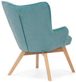 Poltrona turchese con rivestimento in velluto a coste Niko – Ropez