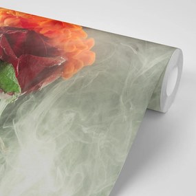 Carta da parati – Rose con elementi astratti