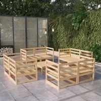 Set Divani da Giardino 9 pz in Legno Massello di Pino 3075289