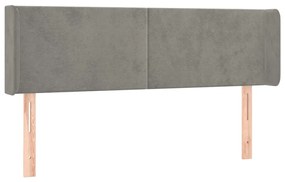 Testiera ad orecchio grigio chiaro 147x16x78/88 cm in velluto