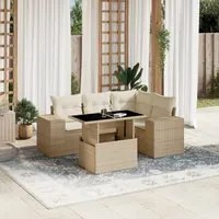 Set Divano da Giardino 5 pz con Cuscini Beige in Polyrattan 3269138