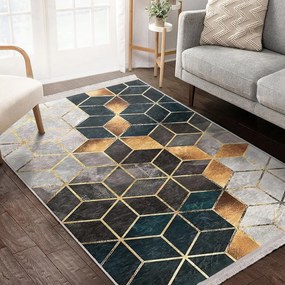Tappeto lavabile bianco-petrol 120x180 cm Optic - Mila Home