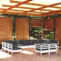 Set Divani da Giardino 12 pz con Cuscini Bianchi Legno di Pino cod mxl 44381