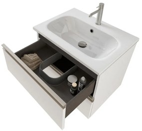 Mobile bagno sospeso 60 cm Master bianco opaco con specchio contenitore