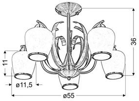 Lampadario a sospensione con supporto rigido OPERA 5xE27/60W/230V