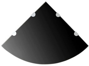 Scaffale Angolare Con Supporti Cromati Vetro Nero 45x45 Cm /
