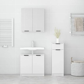 Set di mobili da bagno 3 pz bianco in legno multistrato