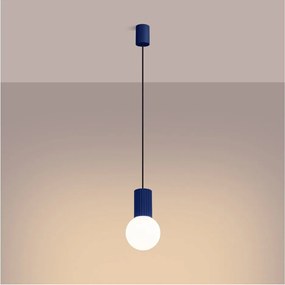 Lampadario blu scuro con paralume in vetro ø 12 cm Orbital – Sollux