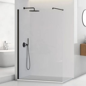 Doccia Walk-In 100 cm nero opaco con vetro trasparente H 200 cm   Tay