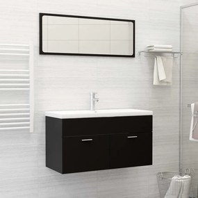 Set Mobili Da Bagno Nero İn Legno Multistrato /