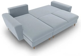 Divano angolare azzurro allungabile e con contenitore con rivestimento in velluto Kyoto – Cosmopolitan Design