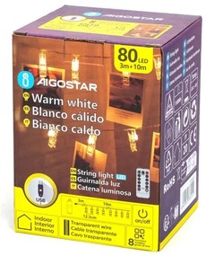 Aigostar - Catena luminosa decorativa a LED 80xLED/5W/USB 13 m bianco caldo