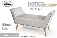 Panca retro in similpelle bianca gambe in legno