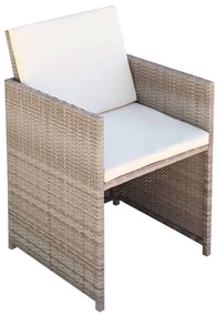 Sedie da giardino 2 pz con cuscini in polyrattan beige