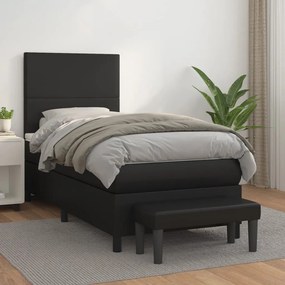 Giroletto A Molle Con Materasso Nero 90x200 Cm İn Similpelle /