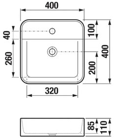 JIKA H8183610001111 - Lavandino da appoggio ASTRA 40x40 cm ceramiche/bianco