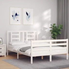 Giroletto con testiera bianco 120x200 cm in legno massello