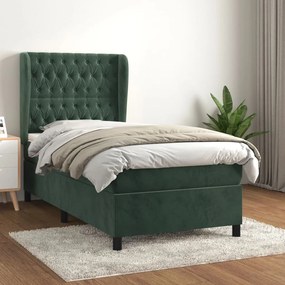 Giroletto A Molle Con Materasso Verde Scuro 90x190 Cm Velluto /