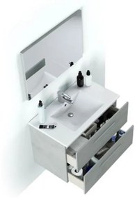 Mobile bagno sospeso 80 cm con lavabo e specchio color cemento - Aruba 99134